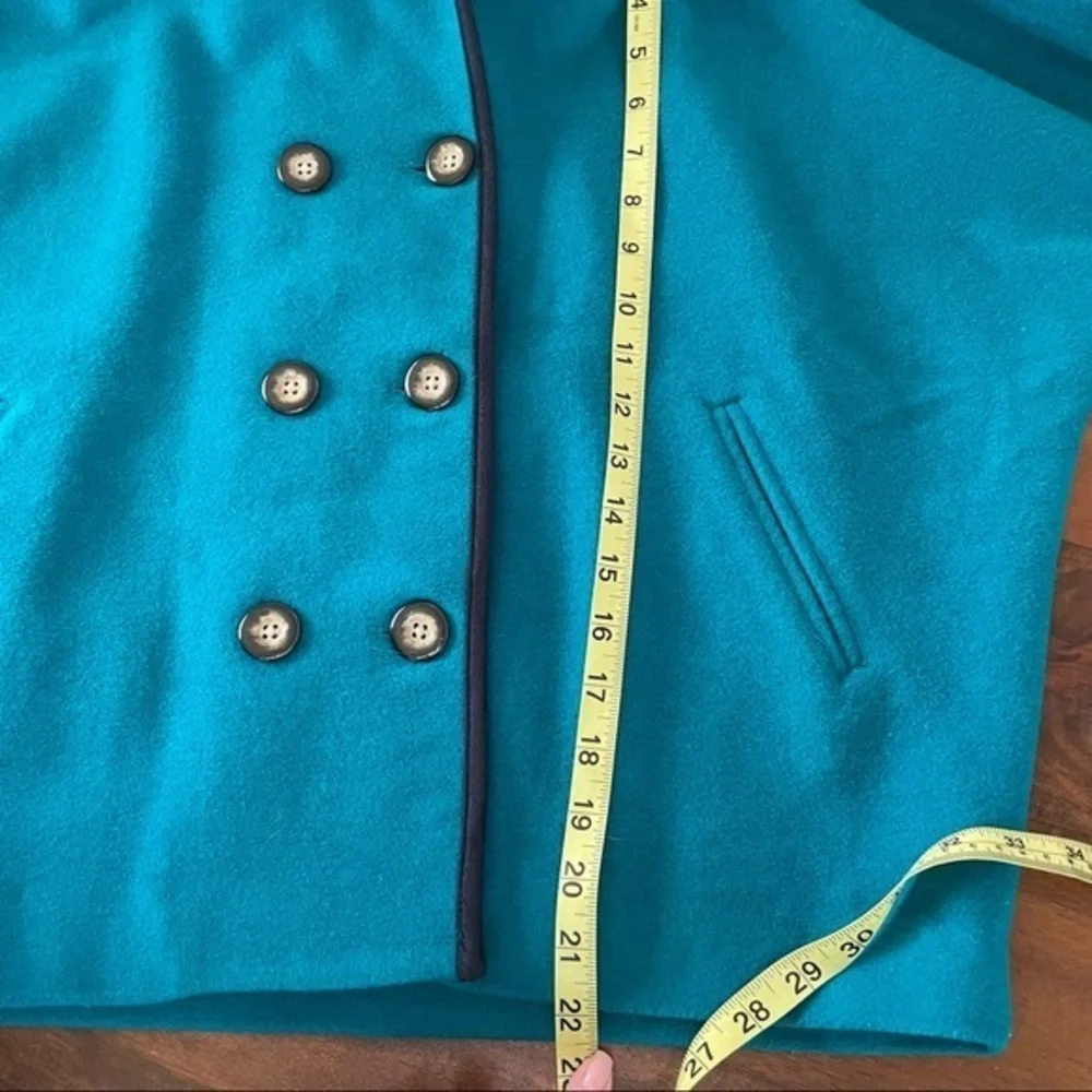 Tea collection teal wool blend hooded cape coat jacket size girls Large‎